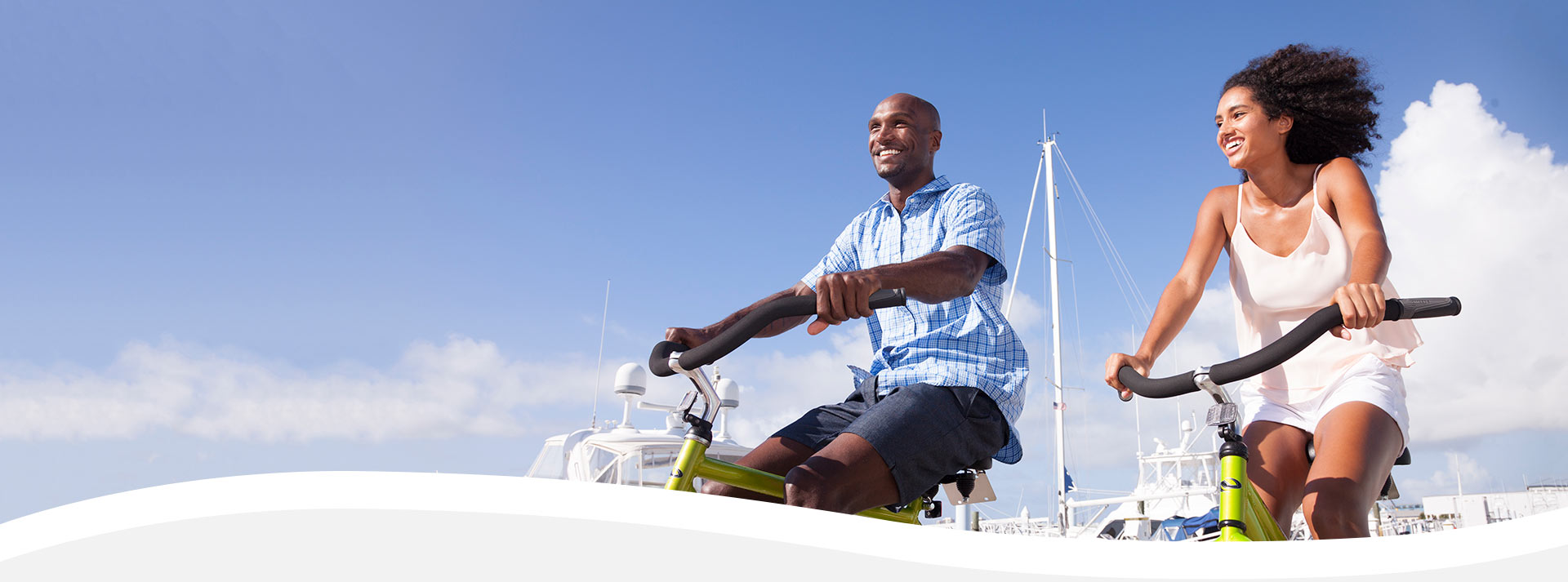 Man and Woman Riding Bicycles